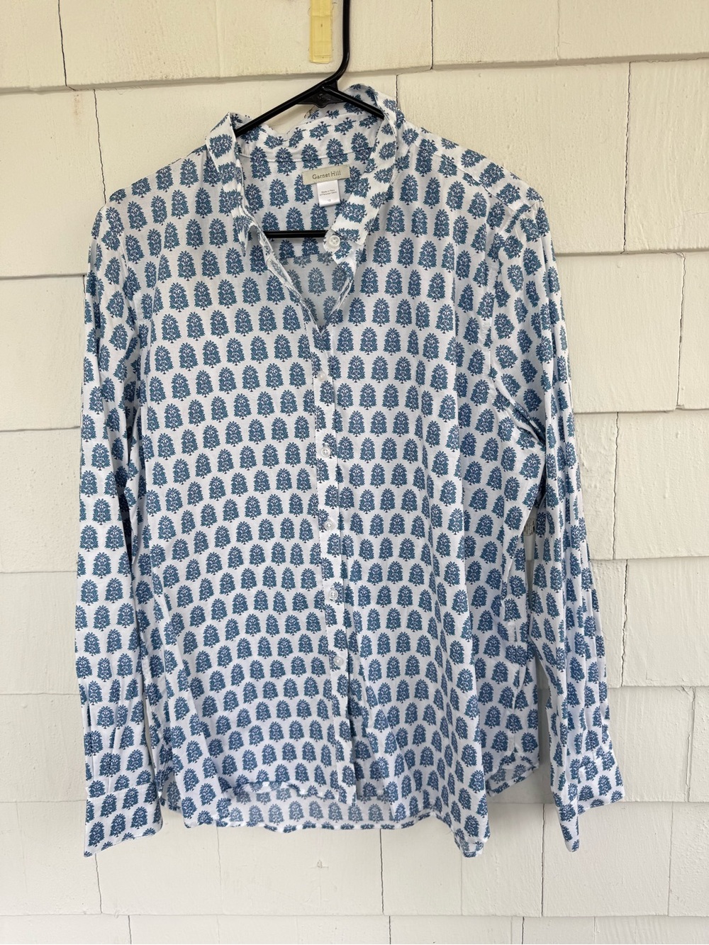 Garnet Hill Pima Cotton Tree Print Button Down Shirt size 18 - Picture 2 of 7